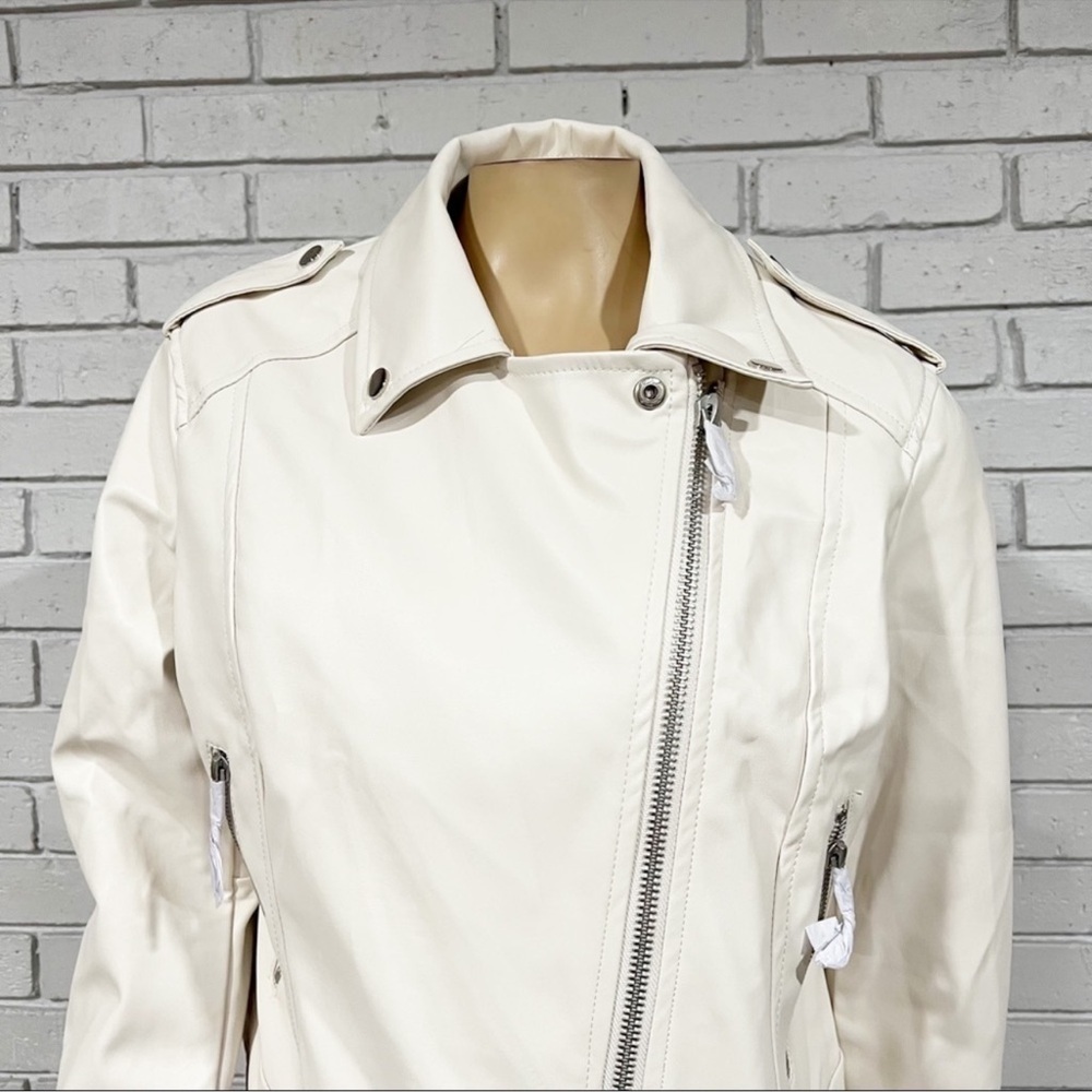 Barney’s Originals Faux Leather Just Married Ecru Jacket - Picture 3 of 7